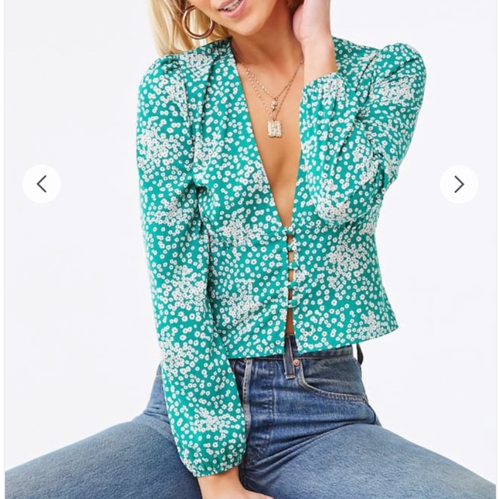 Floral Print Button-Front Top